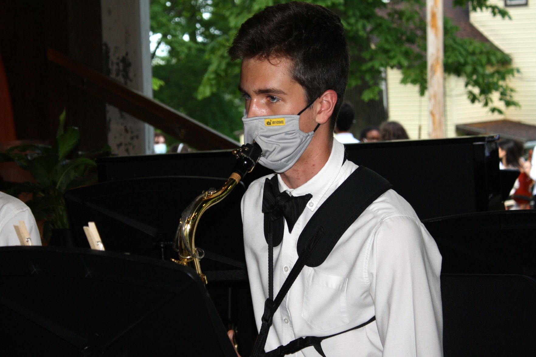 Safe sax at outdoor spring concert